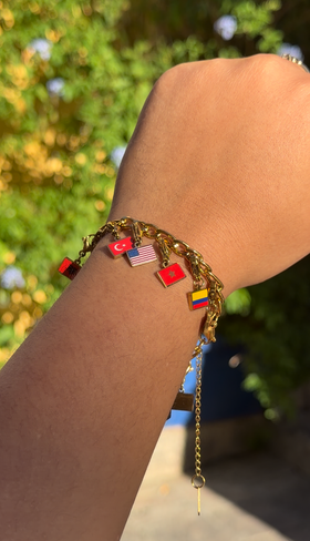Souvenir voyage premium Travelory avec charm drapeau personnalisé 