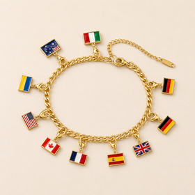 Bijou voyage Travelory avec charms drapeaux